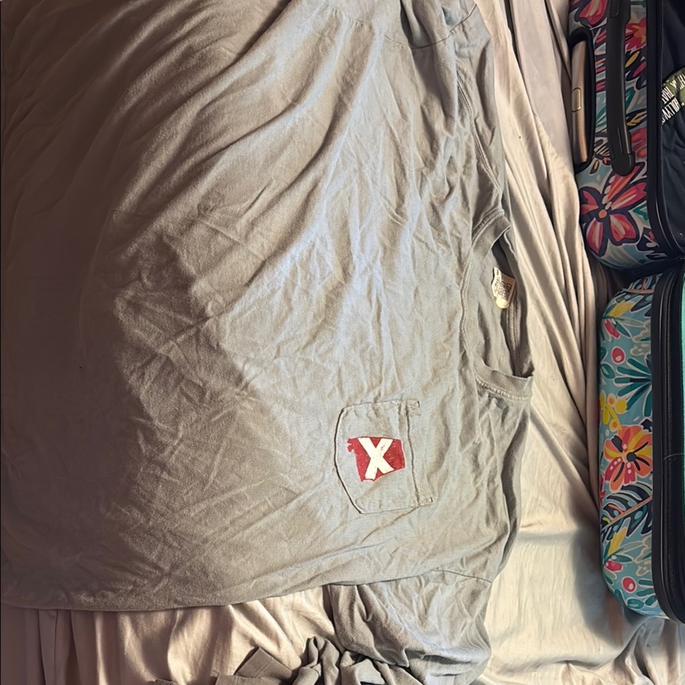 ALABAMA Gray Oversized Polo Collar Long Sleeve Tee